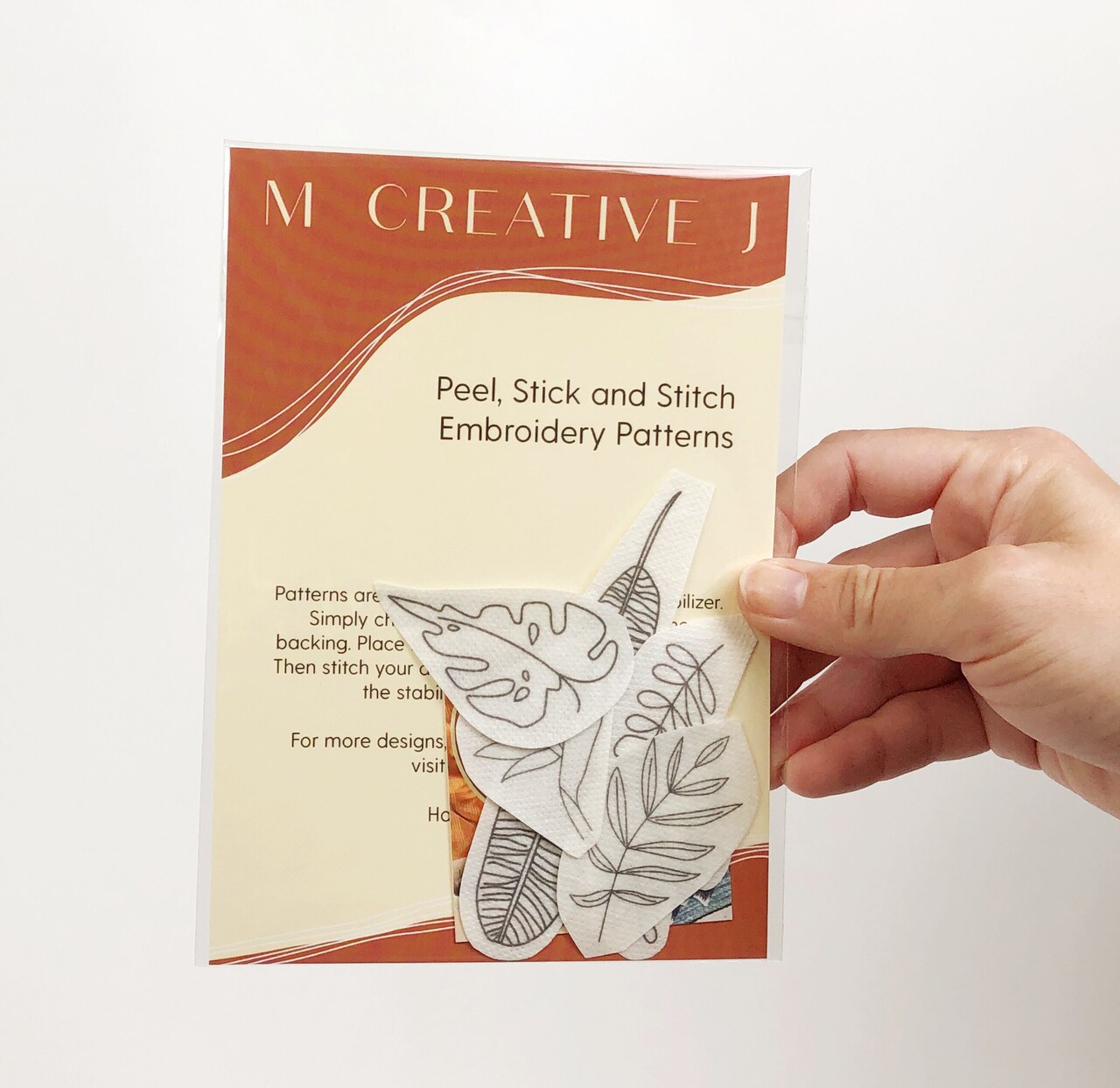 MCreativeJ Tropical Plants - Peel Stick and Stitch Hand Embroidery Patterns